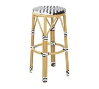 Bolero Lot de 2 tabourets de Bar en rotin PE Style Parisien Noir