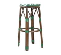 Bolero Lot de 2 tabourets de Bar en rotin PE Style Parisien Vert à Pois