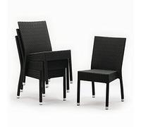 Bolero Lot de 4 chaises d'appoint en osier Gris anthracite
