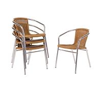 Bolero Lot de 4 chaises en osier avec cadre en aluminium Finition naturelle