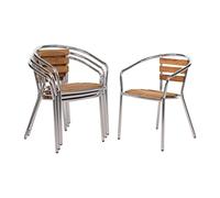 Bolero Lot de 4 fauteuils en aluminium et frêne 570 x 560 x 760 mm