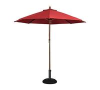 Bolero Parasol rond de 3 mètres de diamètre, rouge, bois et polyester, taille : 2,52 (H) x 3 (Dia) m, café bar bistro usage jardin, salle à manger en plein air, base vendue séparément (CD2138), GL305