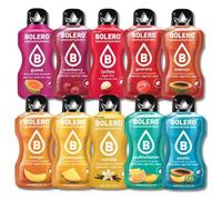 BOLERO Saveurs Exotiques assorties | 10 sticks 9g Boisson en poudre sans sucre | Faible en calories, sans colorant ni conservateur