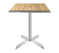 Bolero Table bistro carrée plateau basculant frêne 600 mm, cadre en aluminium, table d'intérieur et d'extérieur, plateau en bois de frêne pré-huilé, 730 (H) x 600 (L) x 600 (P) mm, GK991