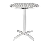 Bolero Table Bistro plateau basculant rond en inox 600 mm, cadre en aluminium, plateau en acier inoxydable, dimensions : 720 (H) x 600 (Dia) mm, U423