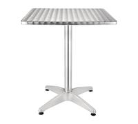 Bolero - Table bistrot carrée en acier et aluminium 600 mm, gris, structure en aluminium et dessus en inox, 720 mm(H) x 600 mm(L) x 600 mm(P), patins en caoutchouc, intérieur et extérieur, U427