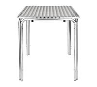 Bolero Table carré empilable 600 mm, cadre en aluminium, plateau en acier inoxydable, dimensions : 720 (H) x 600 (L) x 600 (P) mm, CG837