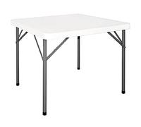 Bolero Table Pliante Carrée HDPE 3 pieds, Blanche, Dimensions: 740(H)x860(L)x860(P)mm, Cadre en Acier, Table Résistante aux Intempéries pour Utilisation Intérieure & Extérieure, Y807
