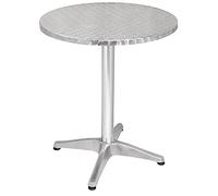 Bolero Table ronde Bolero avec bord recourbé et pied très résistant, gris, plateau en acier inoxydable et base en aluminium, taille : 720 (H) x 600 mm (Dia) mm, U425