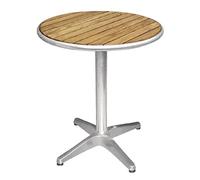 Bolero - Table ronde, plateau en frêne 600 mm, piétement en alliage d'aluminium, Dimensions : 720 (H) × 600 (Ø) mm, pré-huilée, pour intérieur et extérieur, livrée à plat, U428
