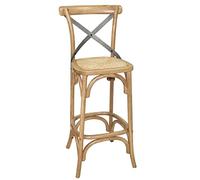 Boléro Tabouret de bar en bois avec dossier et cadre en chêne finition naturelle 750 mm