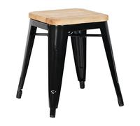 Bolero Gm635 Acier Bistro basse tabourets avec assise en bois Pad, Noir (Lot de 4)