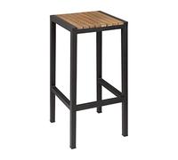Bolero Tabourets de bar en acier et acacia (lot de 2), structure en acier noir et assise en bois, hauteur d'assise : 750 mm, DS156