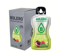 Bolero THÉ VERT GLACÉ FRAMBOISE & GRENADE 24x3g | Poudre pour boisson sans sucre, édulcorée à la stévia + vitamine C | convient aux enfants, aux sportifs et aux diabétiques | sans gluten