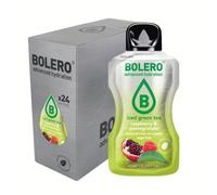 Bolero THÉ VERT GLACÉ FRAMBOISE & GRENADE 24x8g | Poudre pour boisson sans sucre, édulcorée à la stévia + vitamine C | convient aux enfants, aux sportifs et aux diabétiques | sans gluten