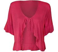 Boléro uni à volants à manches courtes pour femme Grande taille, cerise, 50-52