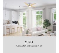 Bolero ventilateur de plafond 2-en-1 134 cm lampe 55 W pales érable télécommande