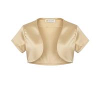 Bolerose Boléro en Satin à Manches Courtes pour Fille Enfant (Or, 9-10 Ans)