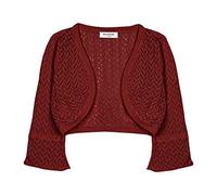 Bolerose Boléro Fille Maille Aérée Manches 3/4 Coton, Bordeau, 7-8 Ans