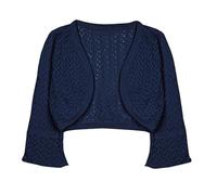 Bolerose Filles Manche 3/4 Boléro Cardigan à Grosses Mailles Enfants (Bleu Nuit, 9-10 Ans)