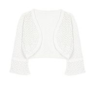 Bolerose Filles Manche 3/4 Boléro Cardigan à Grosses Mailles Enfants (Ivoire, 3-4 Ans)
