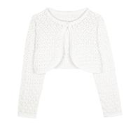 Bolerose Filles Manche Longue Boléro Tricots Pointelle Enfants Cardigan (Ivoire, 3-4 Ans)