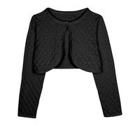 Bolerose Filles Manche Longue Boléro Tricots Pointelle Enfants Cardigan (Noir, 9-10 Ans)