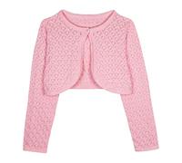 Bolerose Filles Manche Longue Boléro Tricots Pointelle Enfants Cardigan (Rose, 5-6 Ans)