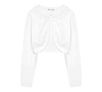 Bolerose Filles Manche Longue Floral Dentelle Boléro Enfants Cardigan (Blanc, 9-10 Ans)