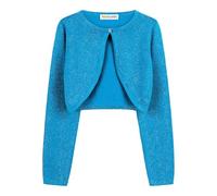 Bolerose Les Filles Longue Étincelle Cardigan Enfants Enfants Boléro Boléro en Maille (Bleu-Vert, 5-6 Ans)