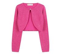 Bolerose Les Filles Longue Étincelle Cardigan Enfants Enfants Boléro Boléro en Maille (Rose Vif, 7-8 Ans)