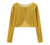 Bolerose Les Filles Manches-Longues Velours Enfants Enfants Pull Boléro Boléro en Maille (Or, 9-10 Ans)