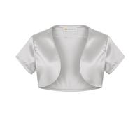 Bolerose Les Filles Satin Manches Courtes Boléro Enfants Enfants Boléro en Maille (Argent, 7-8 Ans)