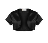 Bolerose Les Filles Satin Manches Courtes Boléro Enfants Enfants Boléro en Maille (Noir, 9-10 Ans)