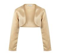 Bolerose Les Filles Satin Manches-Longues Boléro Enfants Enfants Boléro en Maille (Or, 9-10 Ans)