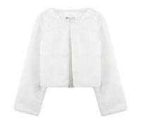 Bolerose Veste Boléro Fille Fausse Fourrure, Blanc, 7-8 Ans