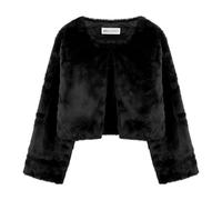 Bolerose Veste Boléro Fille Fausse Fourrure, Noir, 3-4 Ans