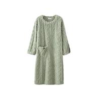 BOLEXA Automne Hiver Chaud Flanelle Vêtements De Nuit Longue Chemise De Nuit Femmes Chemise De Nuit Lâche Dames Chemise De Nuit Fille Robe De Nuit(Vert,XL)