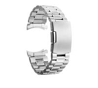 BOLEXA bracelet de montre 12 14 16 18 19 20 21 22 24mm Bracelet de montre à extrémité incurvée en acier inoxydable hommes femmes Bracelet à boucle pliante en métal (Color : Silver, Size : 21mm)