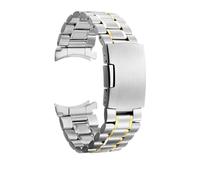 BOLEXA bracelet de montre 12 14 16 18 19 20 21 22 24mm Bracelet de montre à extrémité incurvée en acier inoxydable hommes femmes Bracelet à boucle pliante en métal (Color : Silver Gold, Size : 21mm