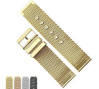BOLEXA Bracelet de montre universel en acier inoxydable, 18mm, 20mm, 22mm, 24mm, en maillage métallique, for hommes et femmes, accessoires(Gold,20mm)