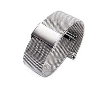 BOLEXA Bracelet de montre universel hommes femmes Interface plate boucle maillage métallique Bracelet en acier inoxydable boucle Bracelet 16mm 18mm 20mm 22mm(Silver,22mm)