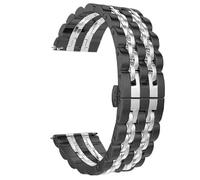 BOLEXA Bracelet universel en acier inoxydable, 22mm, 20mm, en métal, for montre, Bracelet(Black silver,22mm)