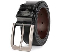 BOLEXA Ceinture à Boucle pour Hommes Ceinture habillée en Cuir véritable for Homme Design Classique Cousu 38 mm Tailles Grandes et Grandes régulières (Size : 155cm, Color : 1)