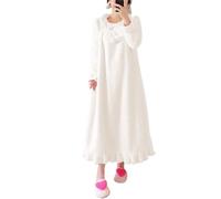 BOLEXA Chemises de Nuit Longues et Amples for Femmes, en Molleton de Corail, Velours épais et Chaud, vêtements d'hiver for la Maison, Chemise de Nuit Ample(Blanc,XX-Large)