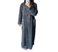 BOLEXA Pyjama d'hiver en Polaire Corail for Femme, Chemise de Nuit Longue avec Poches, vêtements de Maison épais et Chauds(Dark Gray,M)