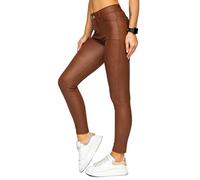 BOLF Femme Leggings Pantalon Jogging Yoga Elegante Similicuir Faux Cuir Taille Haute Skinny Sexy Collants Elastiques Fitness Slim Fit Sport Style DM850 Chocolat L [F6F]
