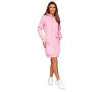 BOLF Femme Sweat Long ? Capuche ? la Mode Hoodie Robe Sweat-Shirt ? Manches Longues Automne Hiver en Coton Couleur Unie Poche Kangourou YS10005 Rose Ciel L [A1A]
