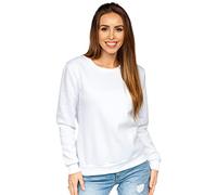BOLF Femme Sweat-Shirt Sweat Manches Longues Temps Libre Sport Fitness Outdoor Basic Casual Style W01 Blanc L [A1A]
