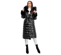 BOLF Femme Veste d'hiver Double avec capuche Blouson a capuche Bordure en fourrure Coupe Chaleur d'hiver d'automne loisir Outdoor Casual Style 5M3160 Noir S [D4D]